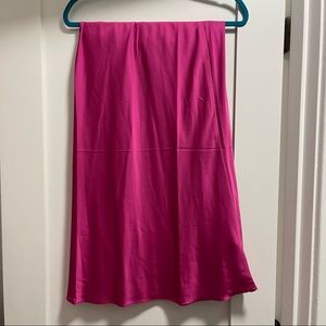 Pink Satin Midi Skirt